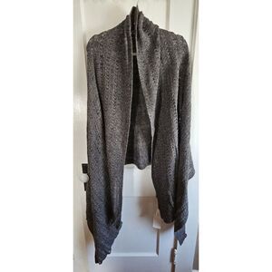 NWT HALOGEN scarf wrap rectangular grey 75x37" cotton rabbit hair‎ blend